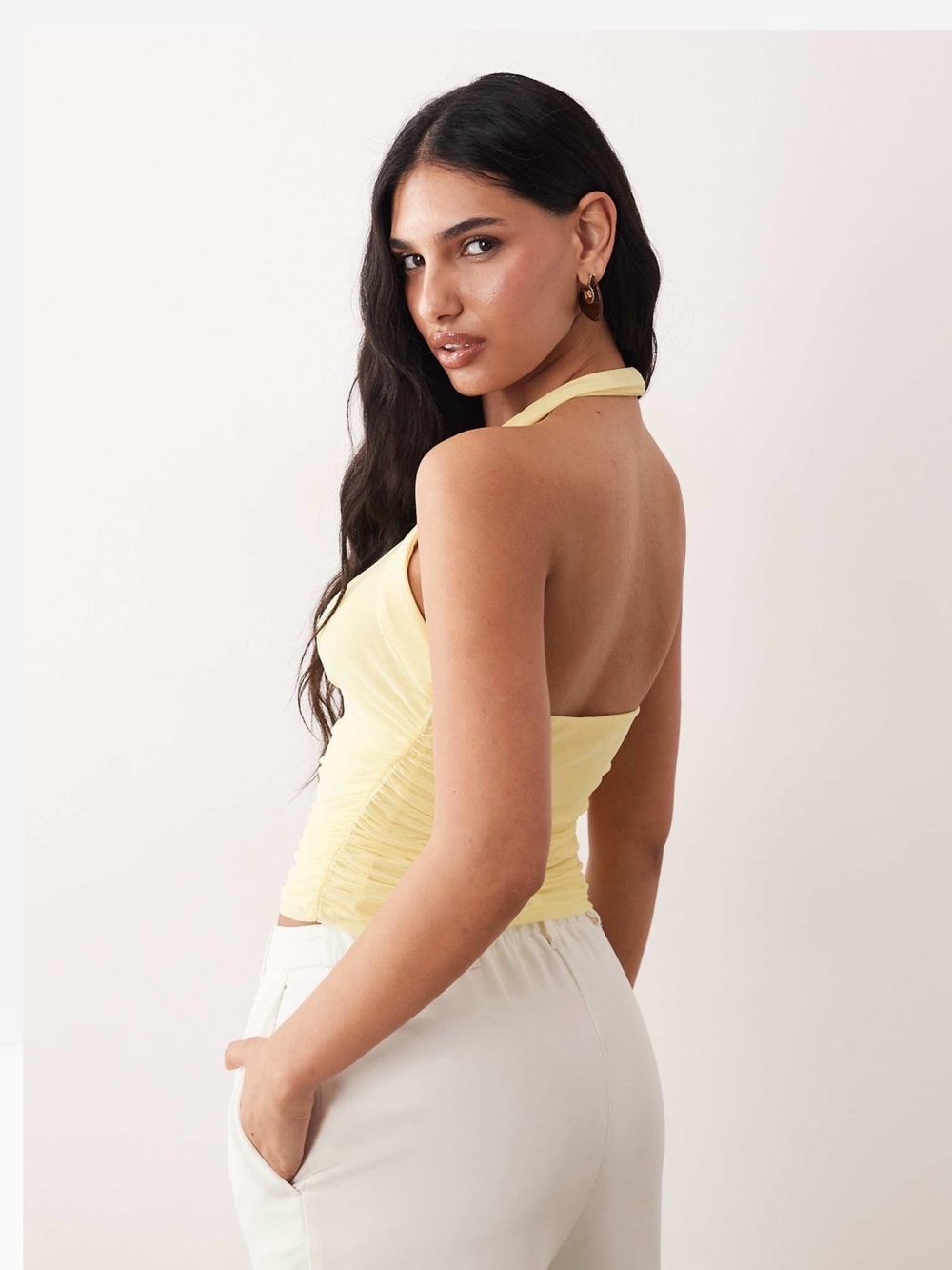 ASOS Sheer Halter Ruched Tank Top - Picture 4 of 4